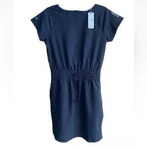 NWT Levelwear Verve Joy Dress Sz S/P Black Zipper Side Slit Pockets Drawstring